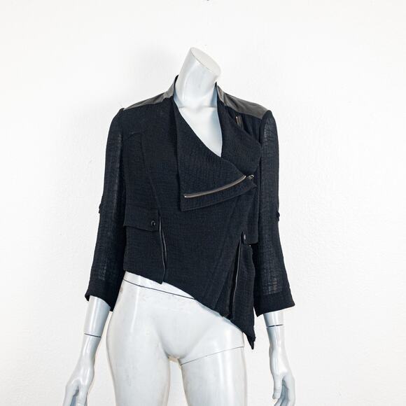 Vtg Helmut Lang Made in USA light Moto jacket Top In Black Size Small - Picture 3 of 12